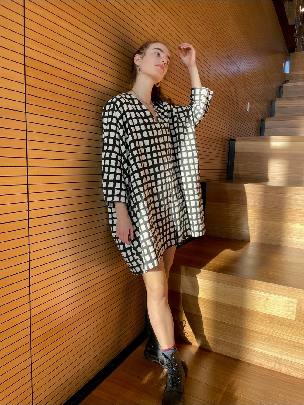 NWOT Happy French Gang | Dress / Tunic in Black Check